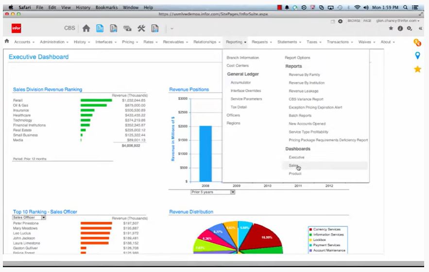 screenshot of Infor Complete Billing System (CBS)